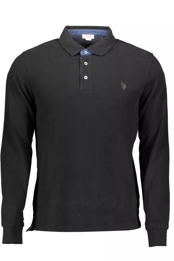 Black Cotton Men Polo Shirt