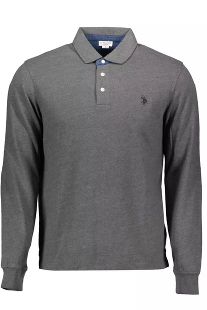 Gray Cotton Men Polo Shirt