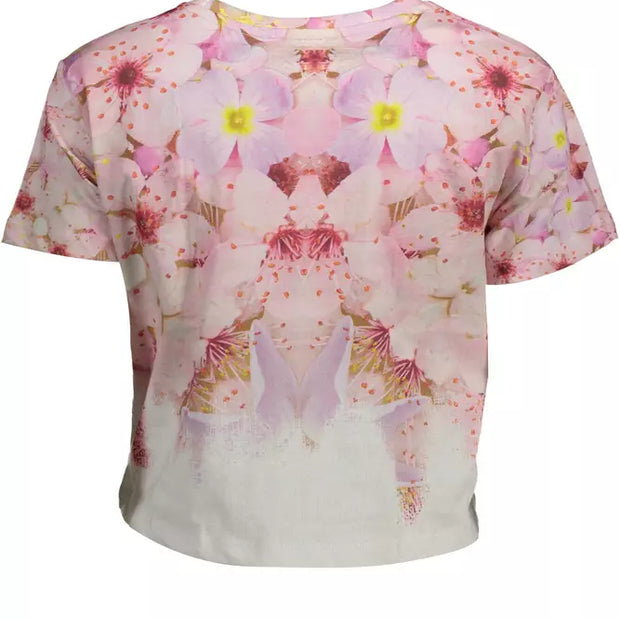 Chic Pink Embroidered Cotton Tee