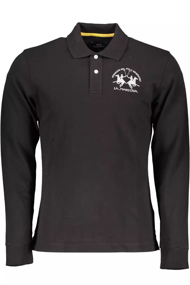 Black Cotton Men Polo Shirt