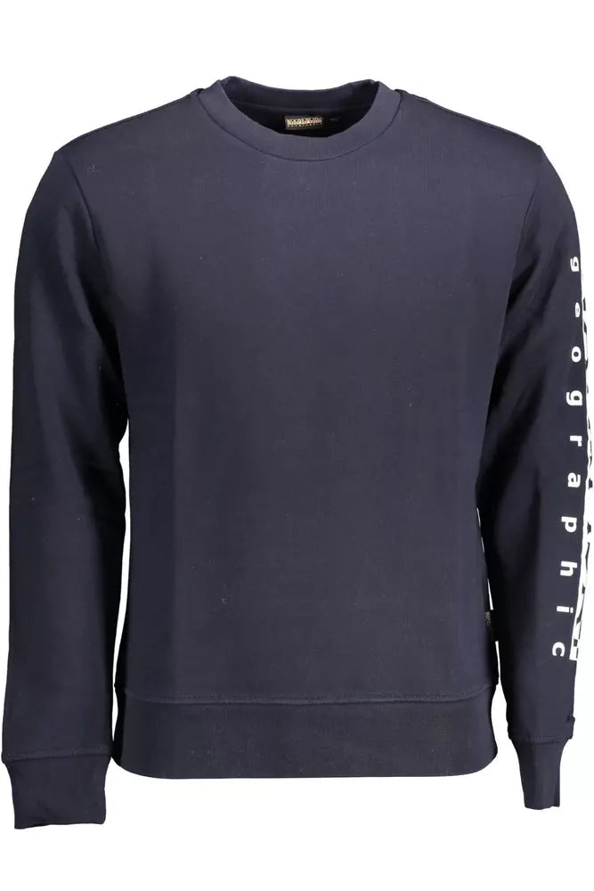 Blue Cotton Men Sweater