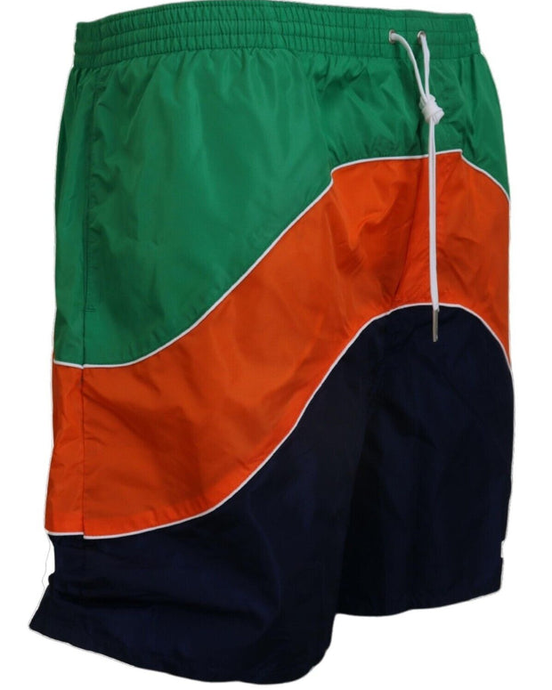 Multicolor Logo Print Men Beachwear Swimwear Short