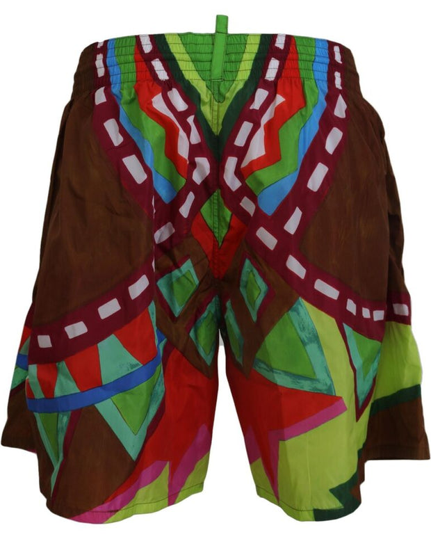 Multicolor Printed Men Beachwear Swimwear Short