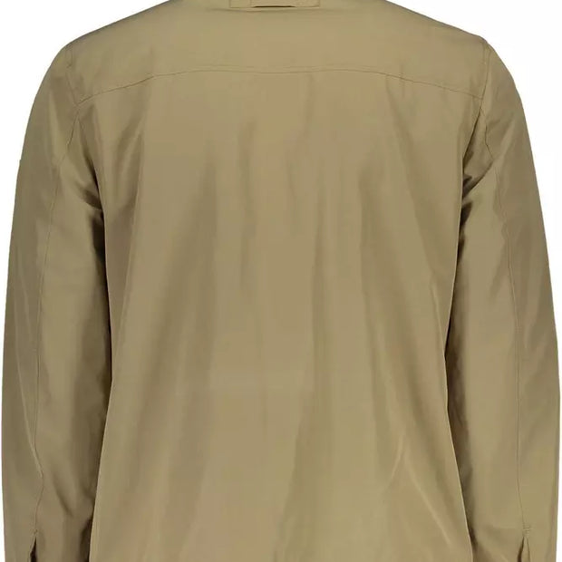 Beige Polyester Men Jacket