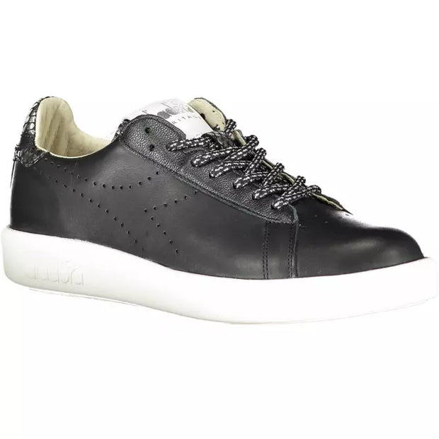 Black Leather Women Sneaker