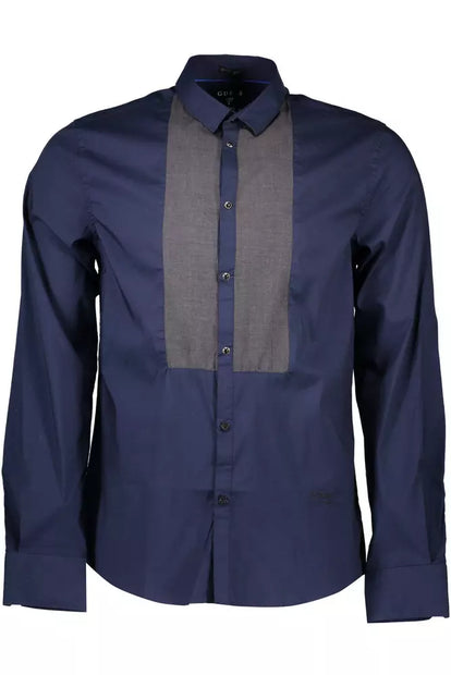 Blue Cotton Men Shirt