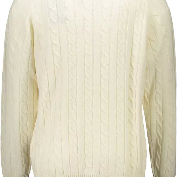 White Wool Men Sweater