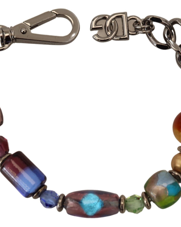 multicolor Silver Chain Brass Beaded Lobster Clasp Bracelet