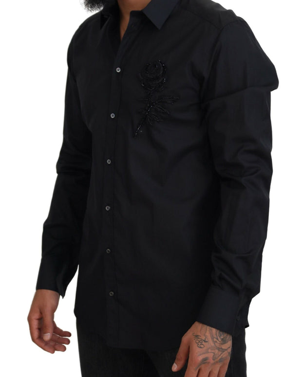 Black Roses Slim Fit Cotton Shirt
