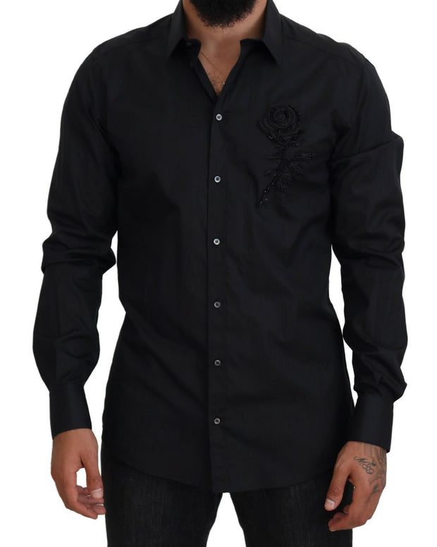 Black Roses Slim Fit Cotton Shirt