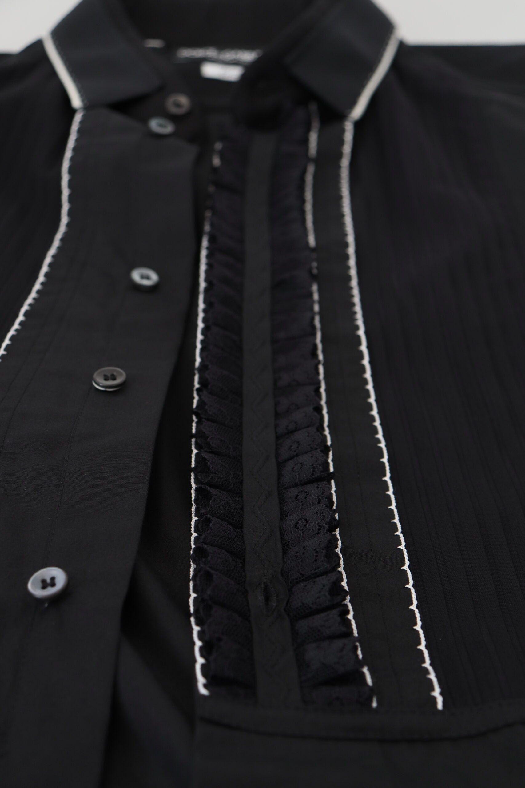 GOLD Black Tuxedo Slim Fit Cotton Shirt