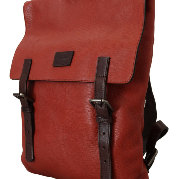 Elegant Calfskin Leather Backpack in Orange