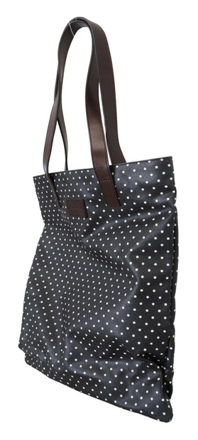 Elegant Canvas & Leather Tote Bag - Black & White