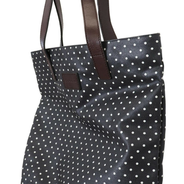 Elegant Canvas & Leather Tote Bag - Black & White