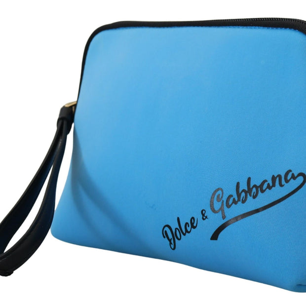 Elegant Blue Polyamide Pouch Bag