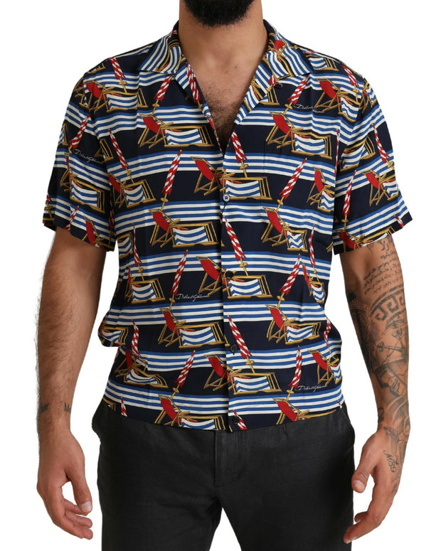 Multicolor Beach Chair Short Sleeves Shirt