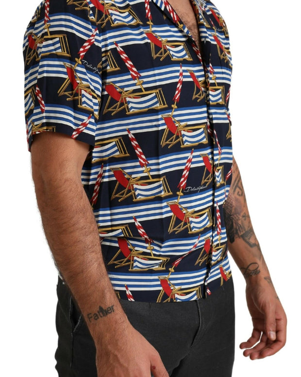 Multicolor Beach Chair Short Sleeves Shirt