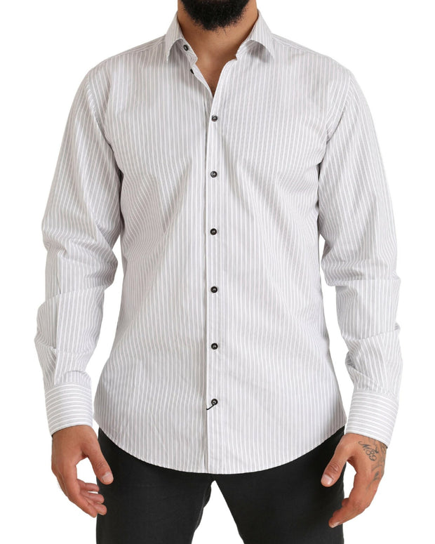 White MARTINI Cotton Stripe Dress Formal Shirt