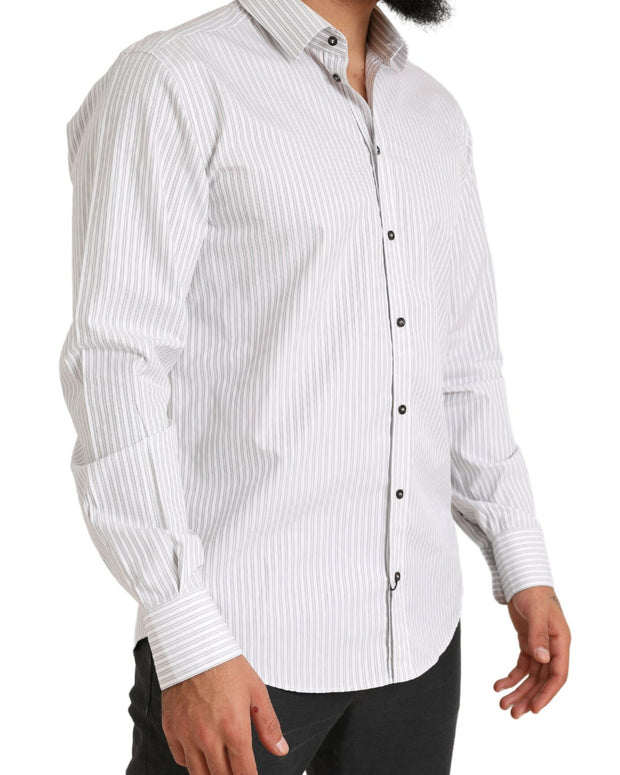 White MARTINI Cotton Stripe Dress Formal Shirt