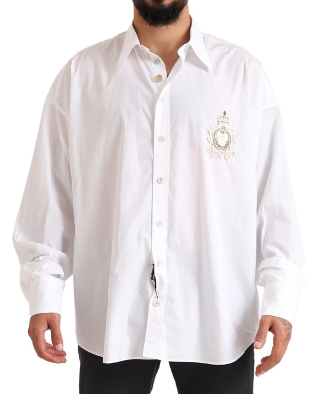 White Logo Cotton Casual Long Sleeves Shirt