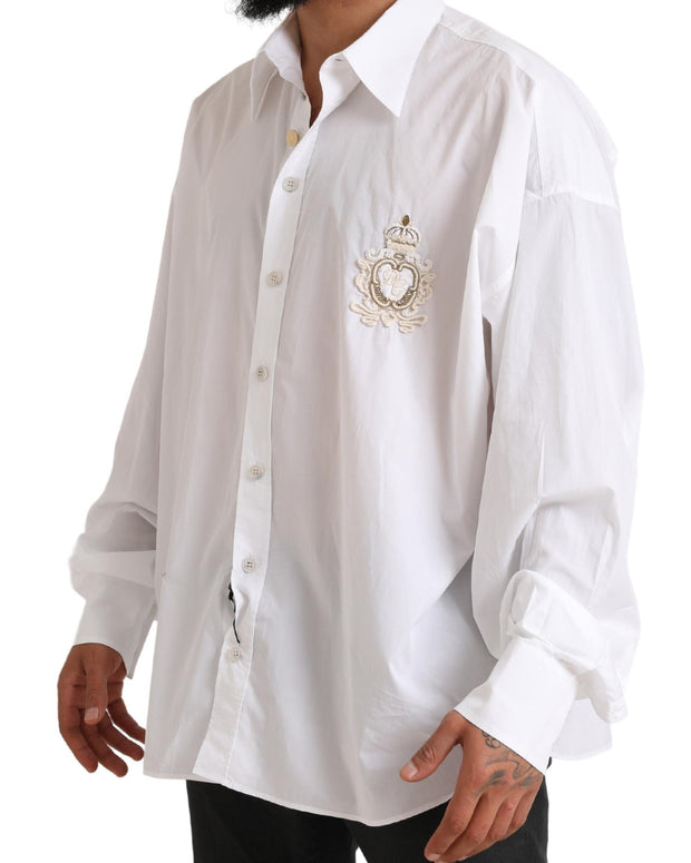 White Logo Cotton Casual Long Sleeves Shirt