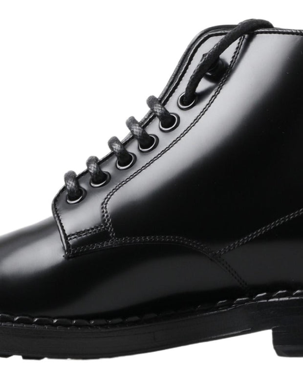 Black Leather Men Short Boots Lace Up Shoes