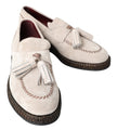 Elegant Ivory Leather Espadrilles