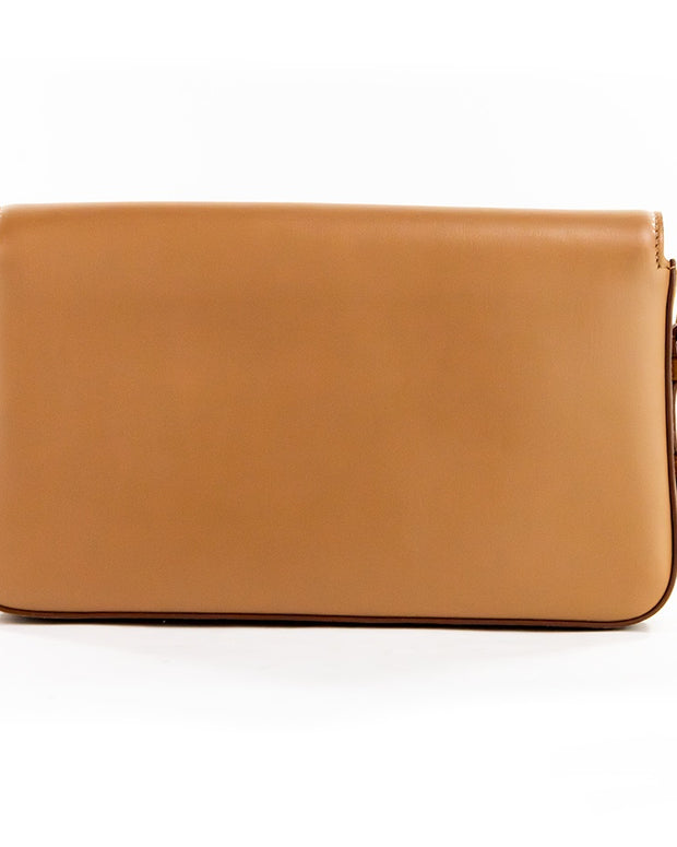 Grace Small Nutmeg Smooth Leather Flap Crossbody Clutch Handbag Purse