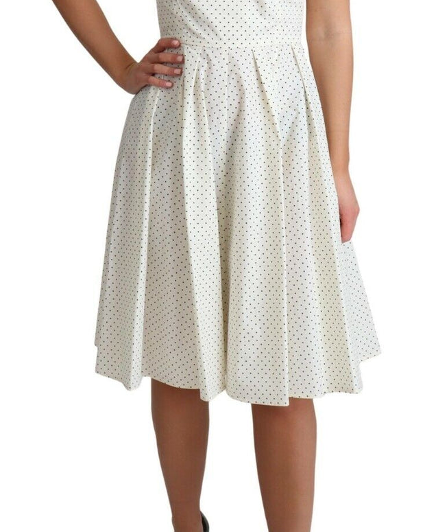 White Polka Dotted Cotton A-Line Dress