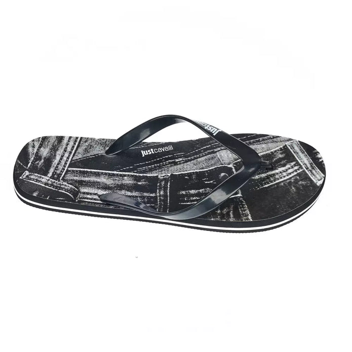 "Black EVA Men's Sandal with Iconic Design Detail"