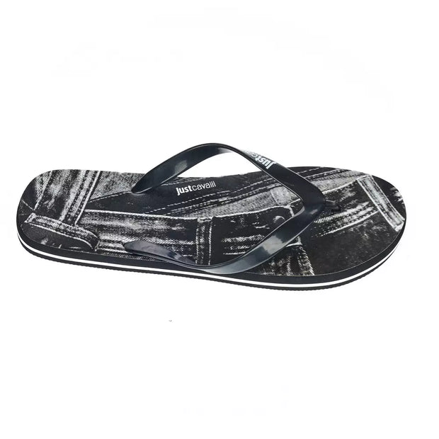 "Black EVA Men's Sandal with Iconic Design Detail"