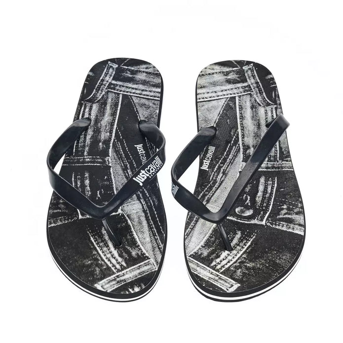 "Black EVA Men's Sandal with Iconic Design Detail"