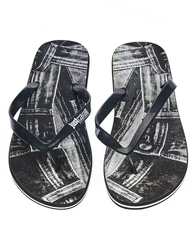 "Black EVA Men's Sandal with Iconic Design Detail"
