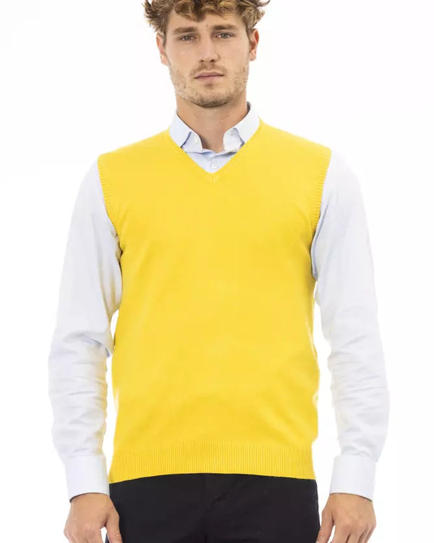 Yellow Viscose Men Jacket