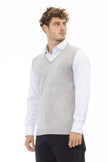 Gray Viscose Men Vest