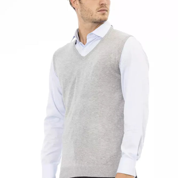 Gray Viscose Men Vest