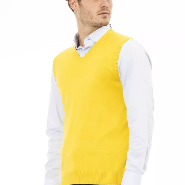 Yellow Viscose Men Vest