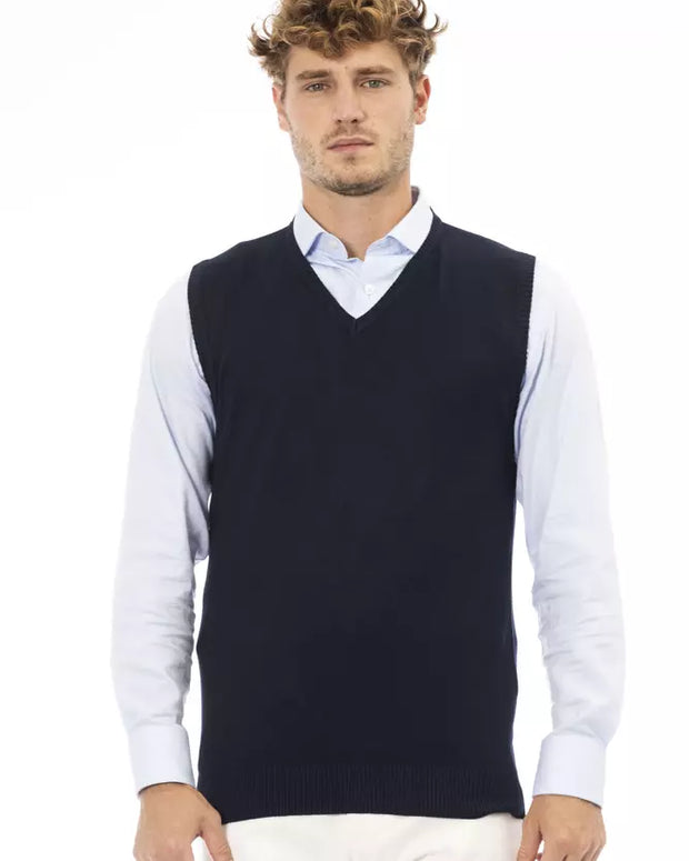 Blue Viscose Men Jacket