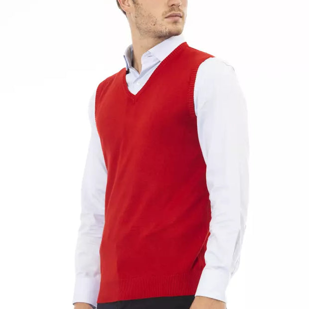 Red Viscose Men Vest