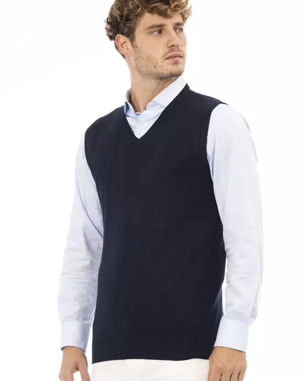 Blue Viscose Men Jacket