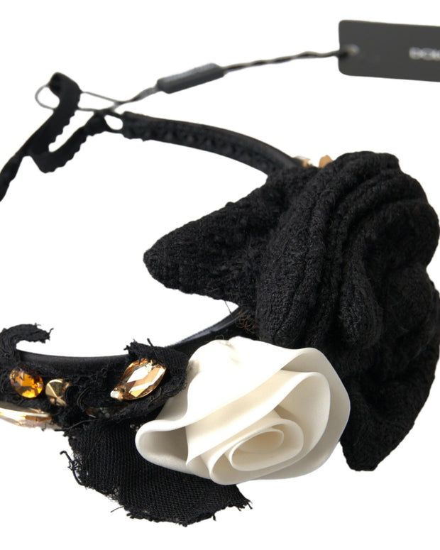 Diadem Headband Tiara White Rose Crystal Hair Gold