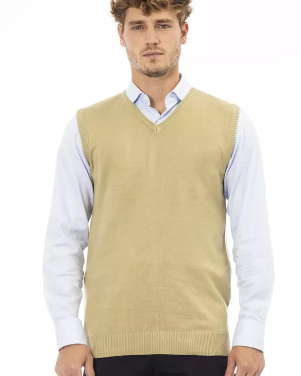 Beige Viscose Men Jacket
