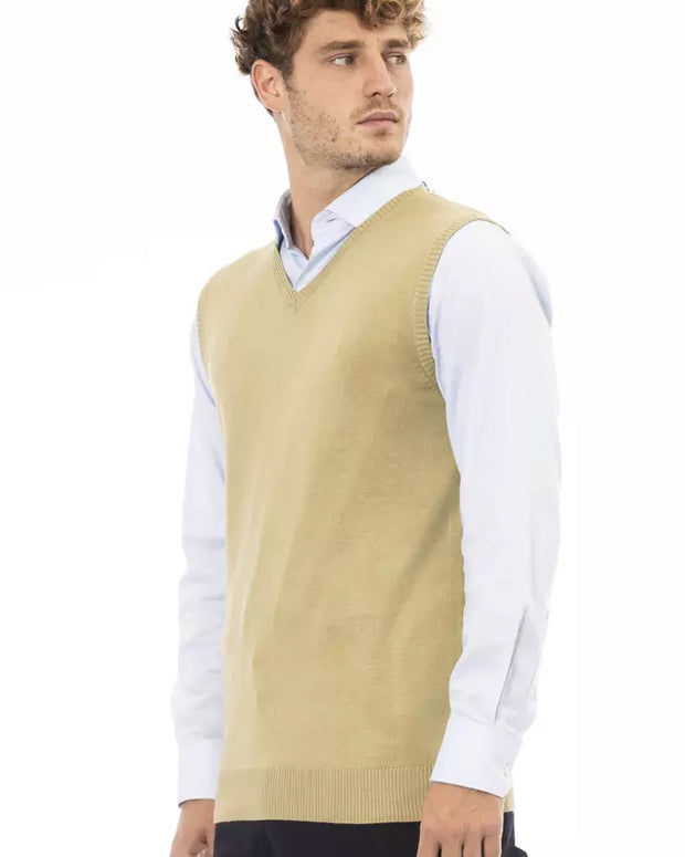 Beige Viscose Men Jacket