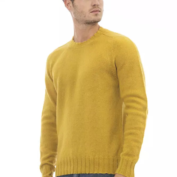 Yellow Wool Men Sweater