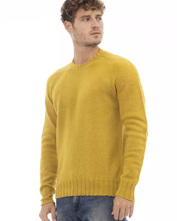 Yellow Wool Men Sweater