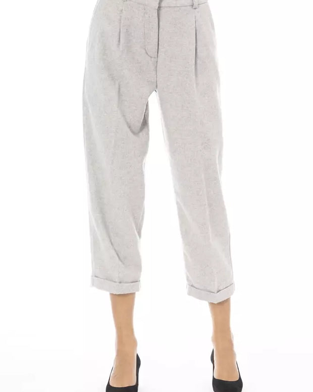 Gray Wool Women Pant