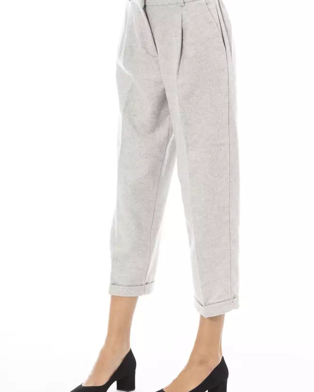 Gray Wool Women Pant