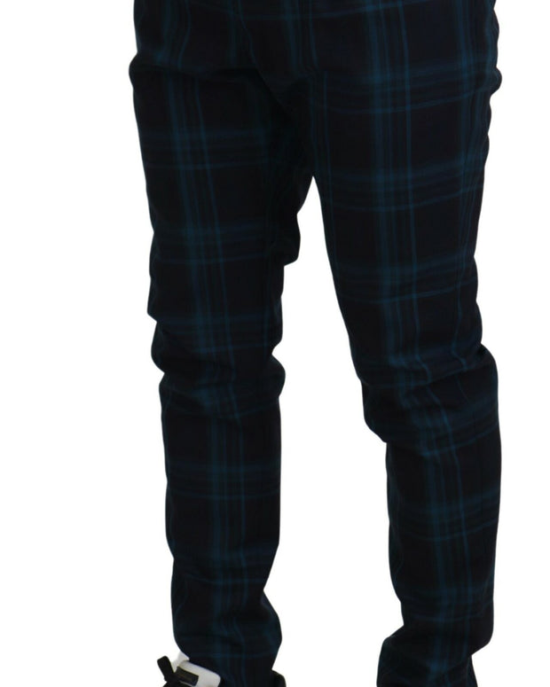 Blue Purple Plaid Wool Trousers Pants