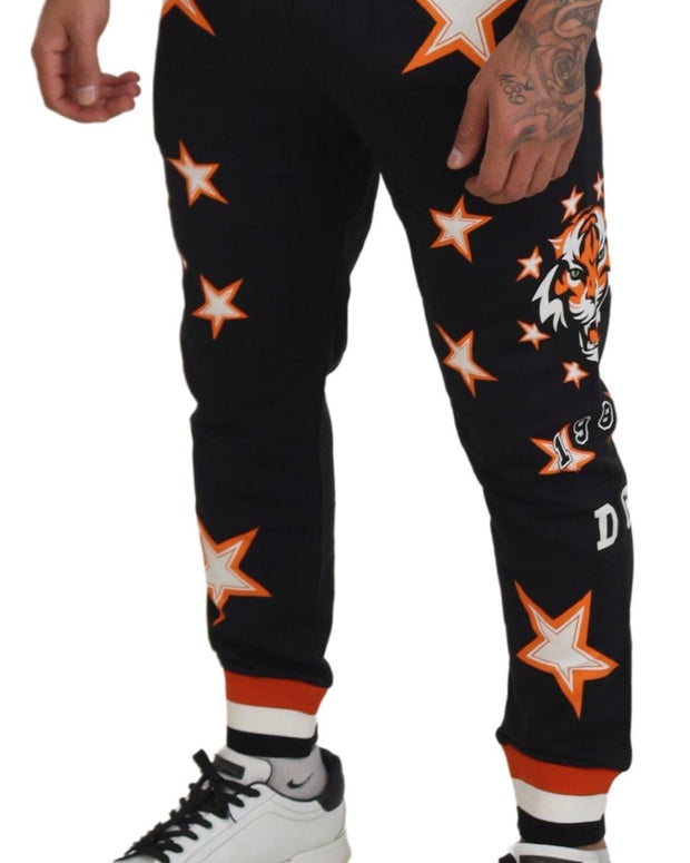 Black Orange Star Trousers Sport Pants