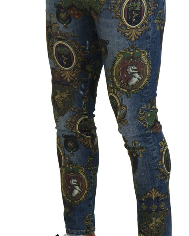 Blue Medal Print Slim Fit Cotton Jeans
